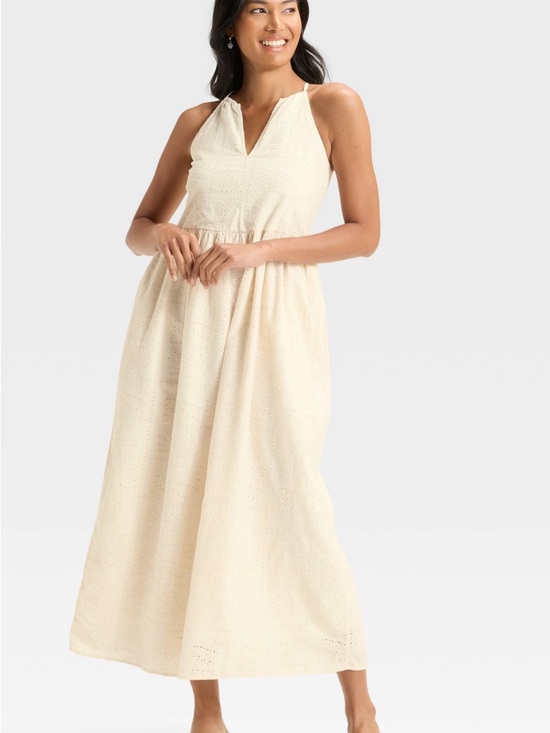 Target Dresses & Skirts - Target Cream Eyelet Halter Maxi Dress NEW
